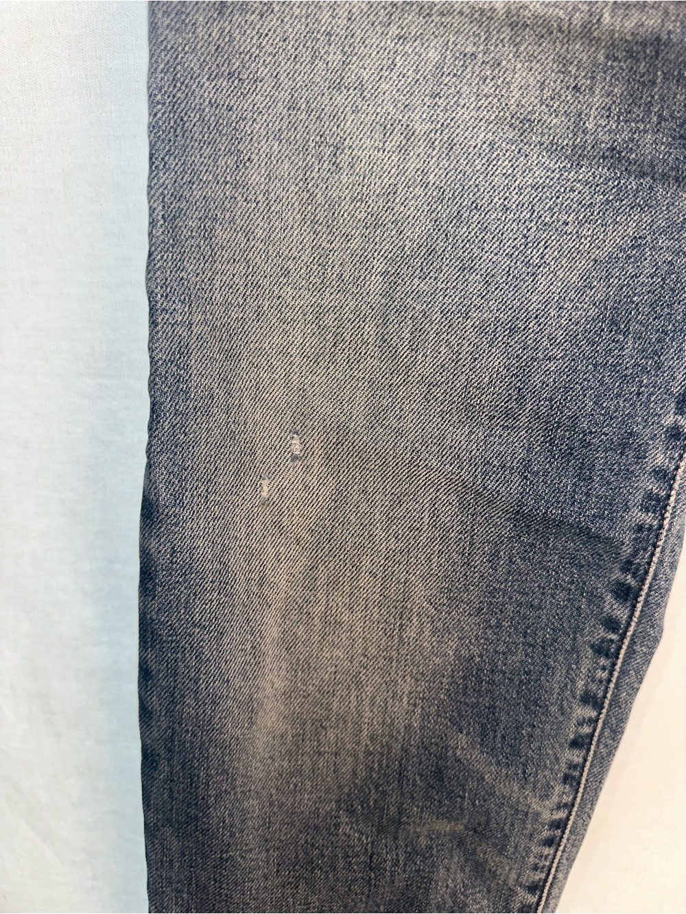 Balmain Men's Slim Jeans in Faded Blue Wash with distressing details (PM100204) - Picture 5 of 11